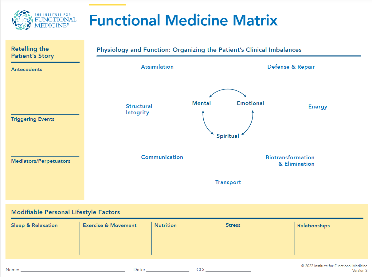 Preview of IFM's functional medicine matrix document